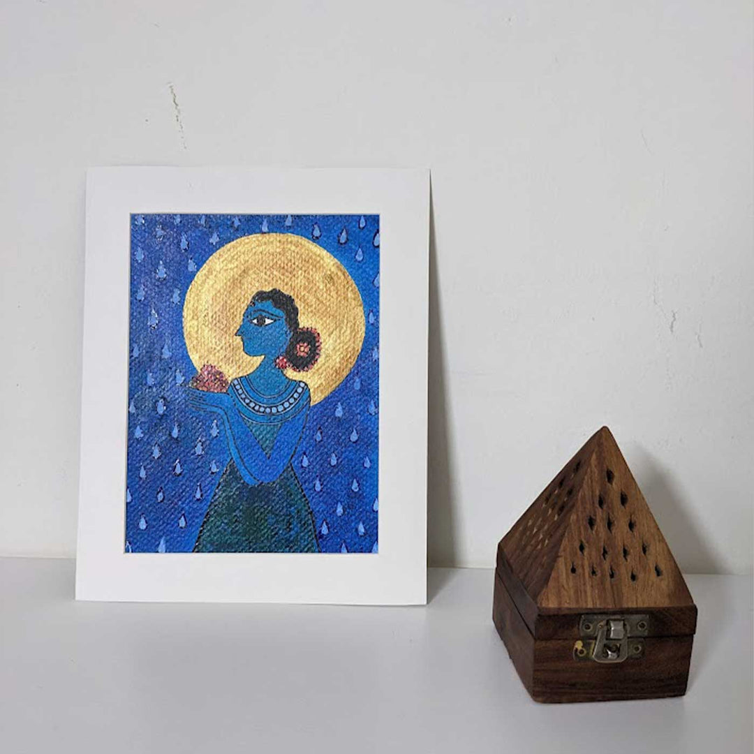 7 x 9 Inch | Sacred Jal | Original Hanpainted Madhubani Panch Tatva Painting | Natural Colors On Paper