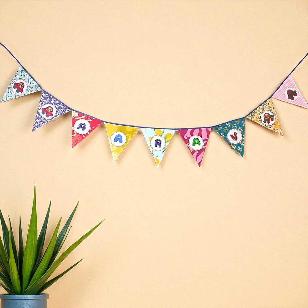 Personalized Handmade Multicolored Car Theme Upcycled Fabric Bunting