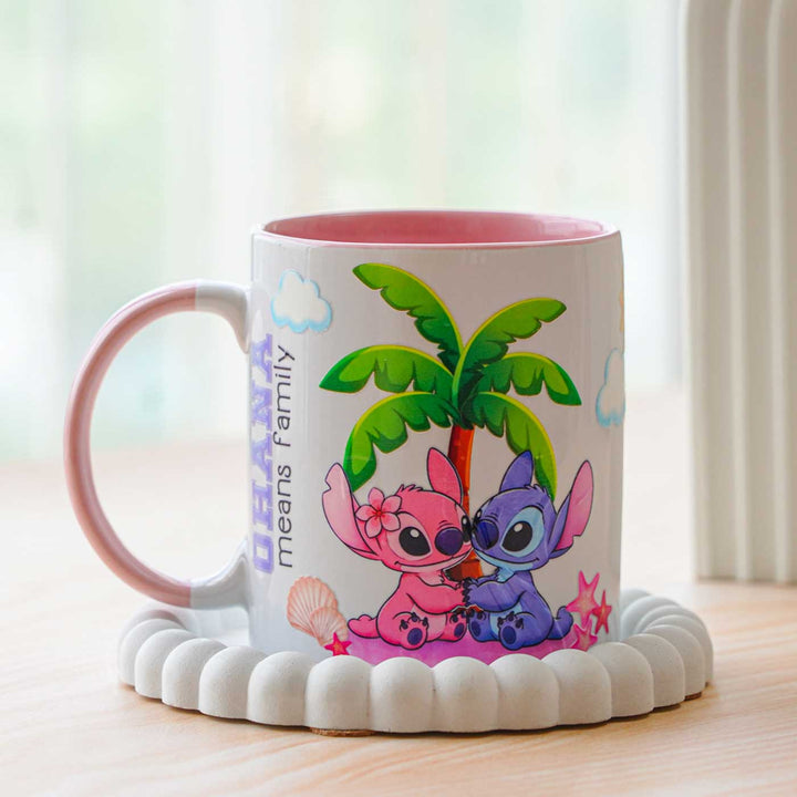 Handmade Glazed Ceramic "Lilo" Theme Illustrated Mug For Kids