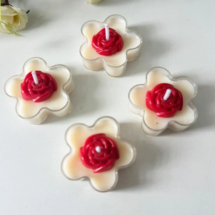 Handmade Red Rose Soy Wax Candles | Set Of 4
