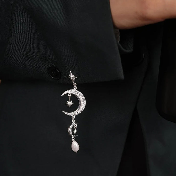 Contemporary Celestial Silver Plated Brass Earrings