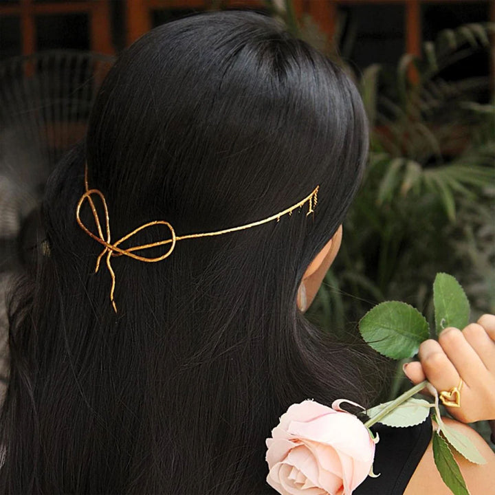Handmade Clara Bow 18k Gold Plated Reverse Headband For Weddings