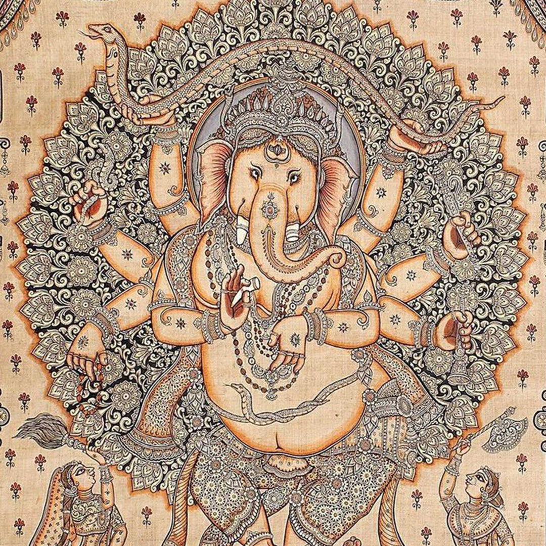 48 X 36 Inch | Handmade Silk Ganesha Painting