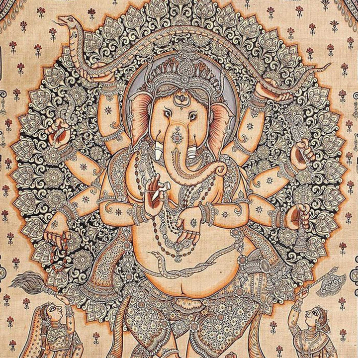 48 X 36 Inch | Handmade Silk Ganesha Painting