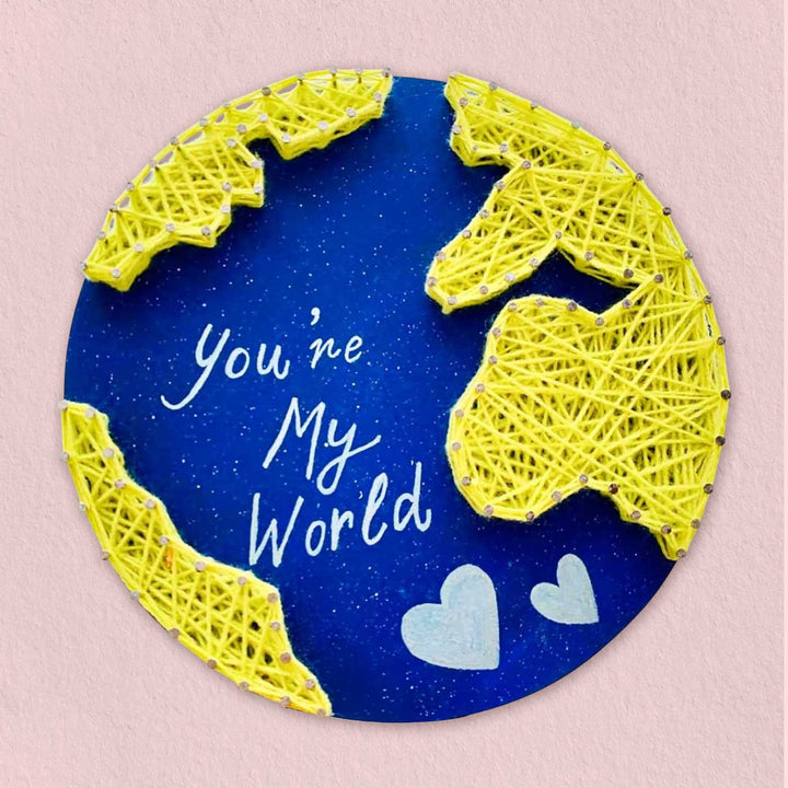 Personalized Handmade String Art My World Theme Wooden Decorative Plaque