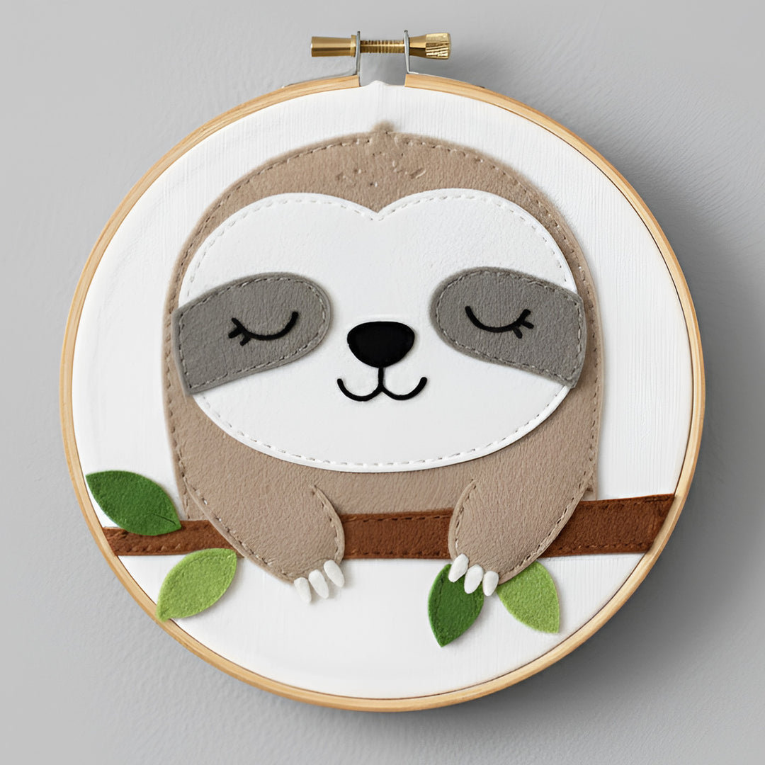 Handmade Sloth Theme Felt Wall Hoop