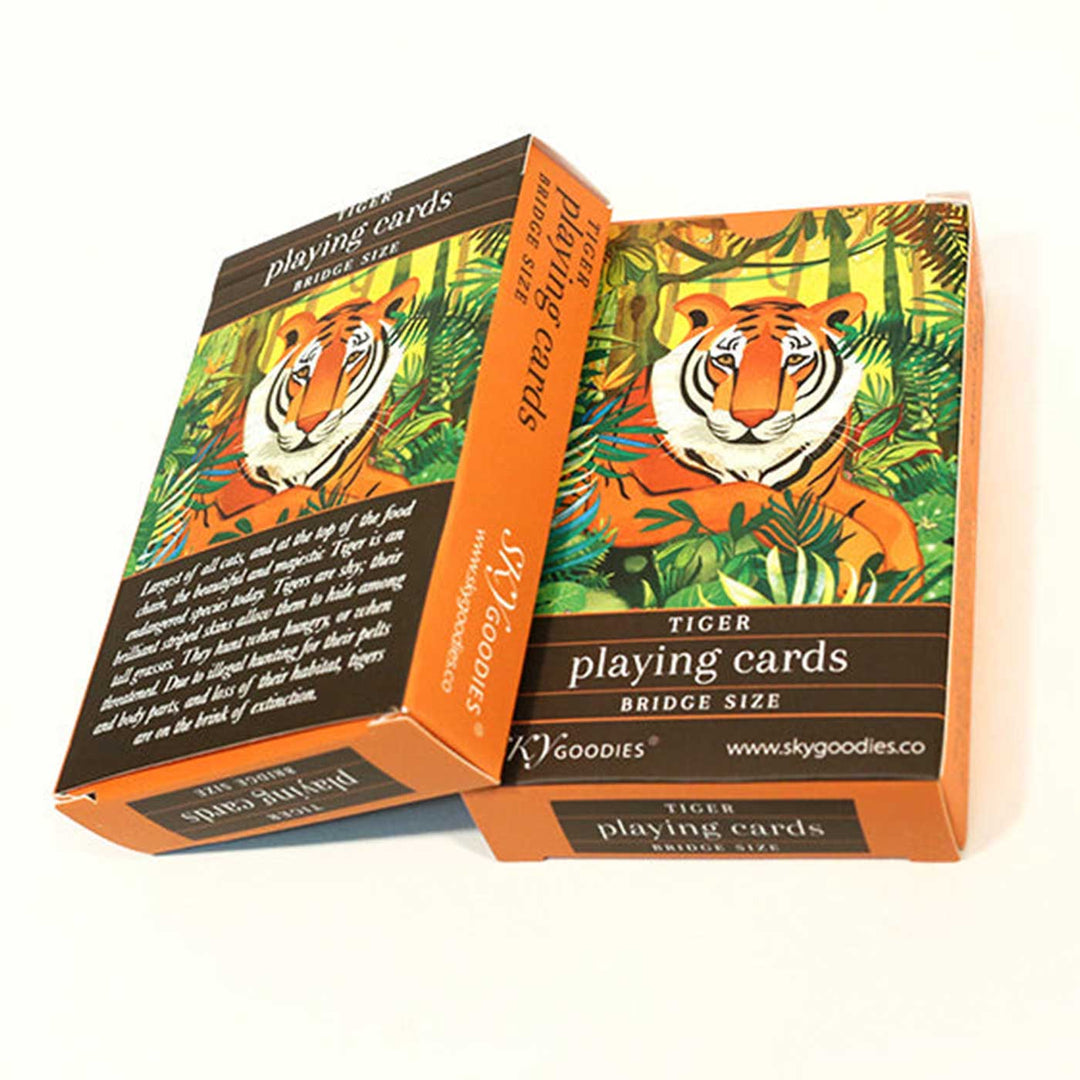 Handmade Printed Tiger Design Bridge Size Playing Cards