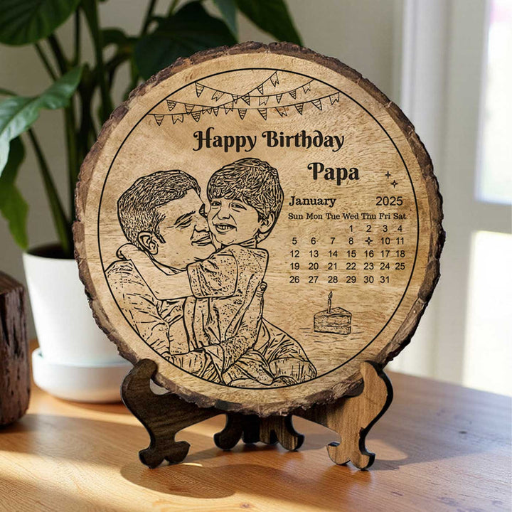 Photo Personalized Engraved Birthday Theme Mangowood Decorative Plaque With Stand