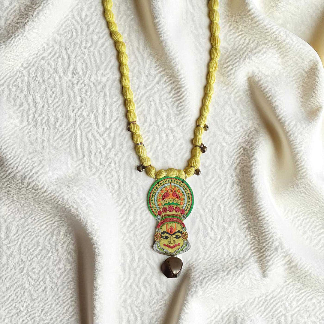 Handmade Yellow Kathakali Wooden Necklace
