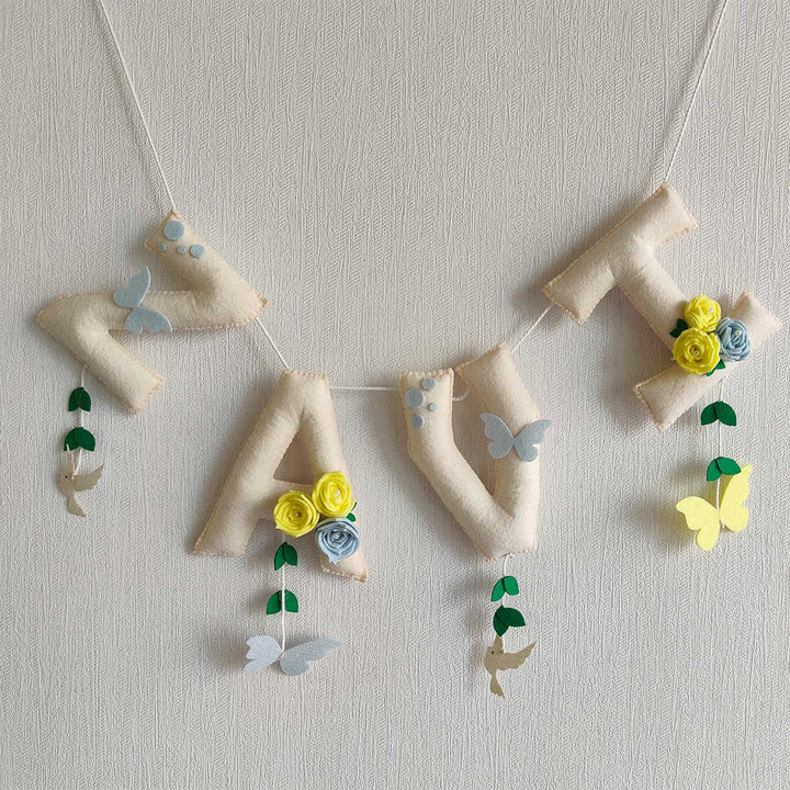 Personalized Butterfly Meadows Theme Felt Bunting Garland For Kids - None (1)