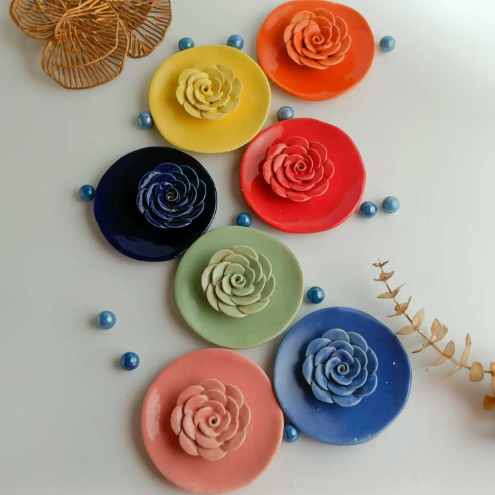 Handmade Floret Design Ceramic Incense Stick Holder