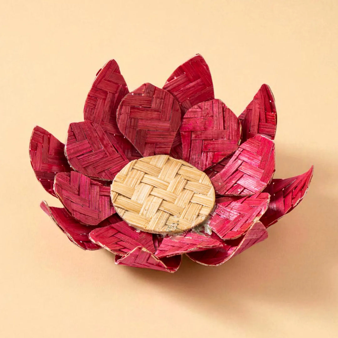 Lotus Eco-Friendly Handmade Woven Bamboo Tealight Holder