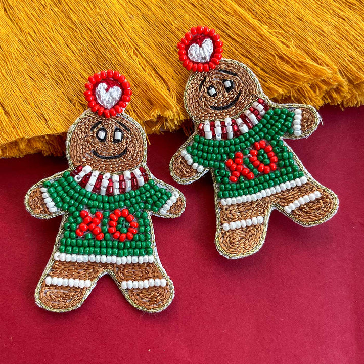 Handmade Ginger Bread Beaded Earrings | Secret Santa Gift Ideas