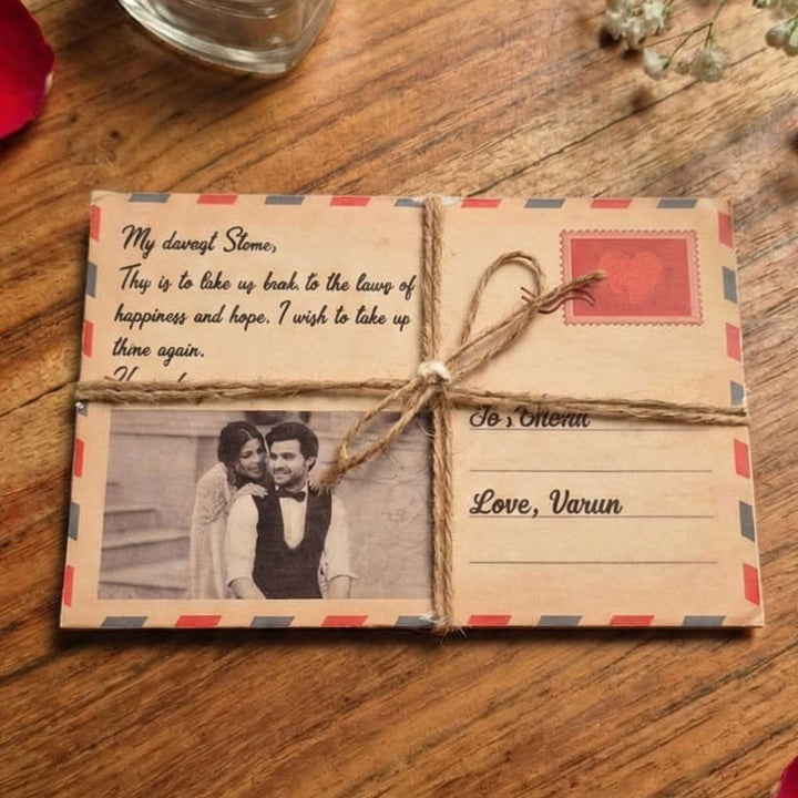 Photo Personalized Printed Postcard Theme Wooden Decorative Plaque For Couples