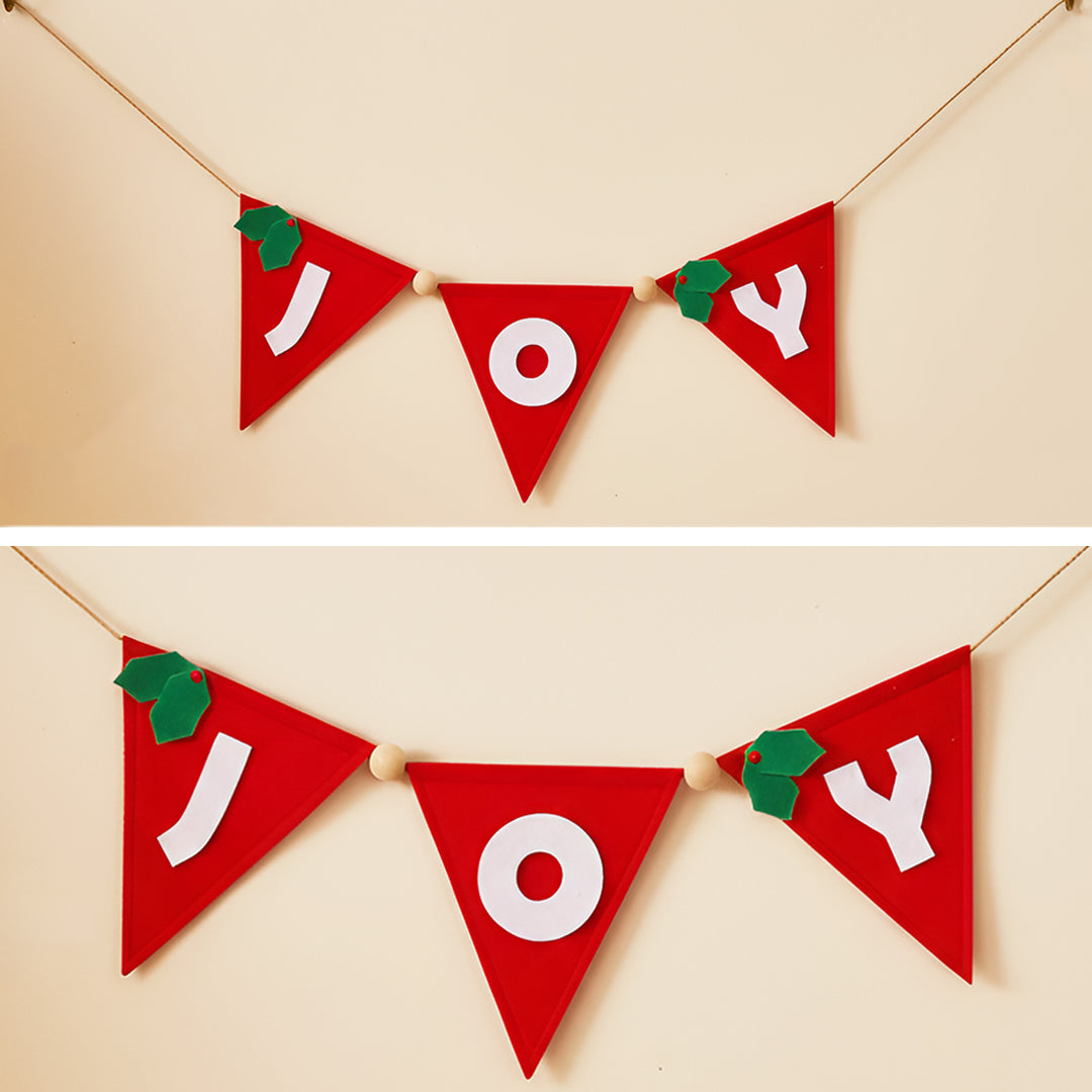 Handmade Red & Green "Joy" Felt Bunting For Christmas Decoration