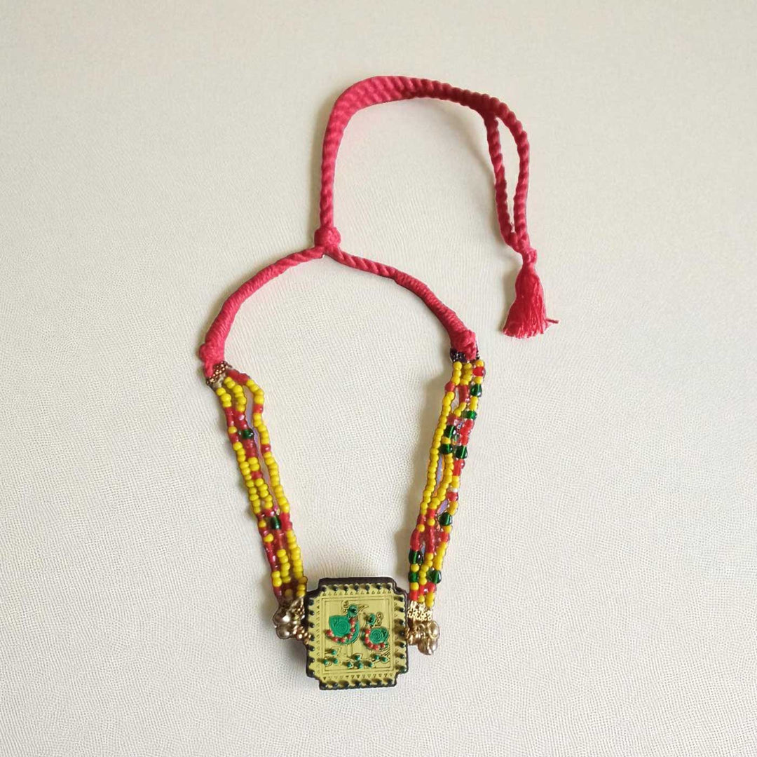 Handmade Pair Of Parrot Design Wooden Necklace