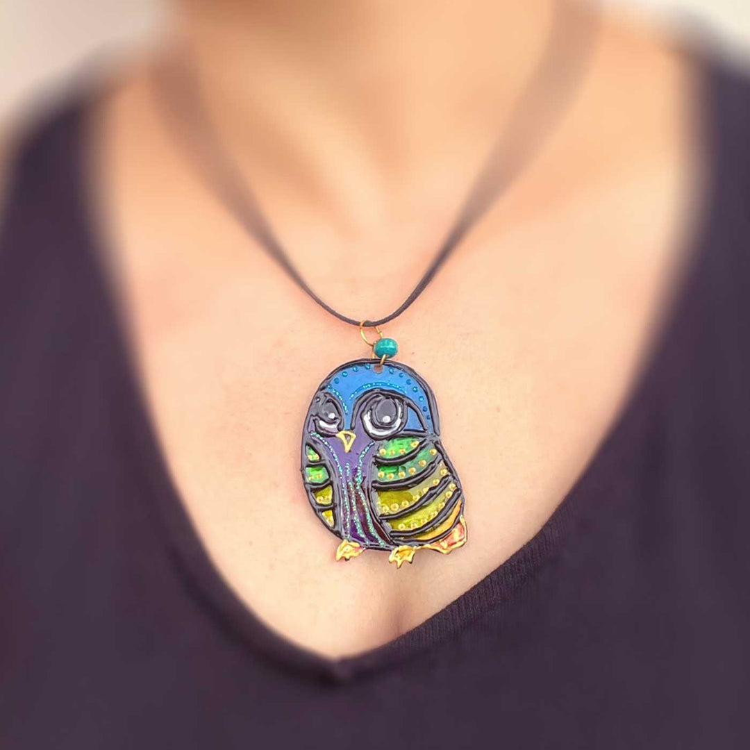 Handmade Laser Cut Owl Acrylic Necklace