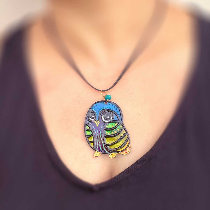 Handmade Laser Cut Owl Acrylic Necklace