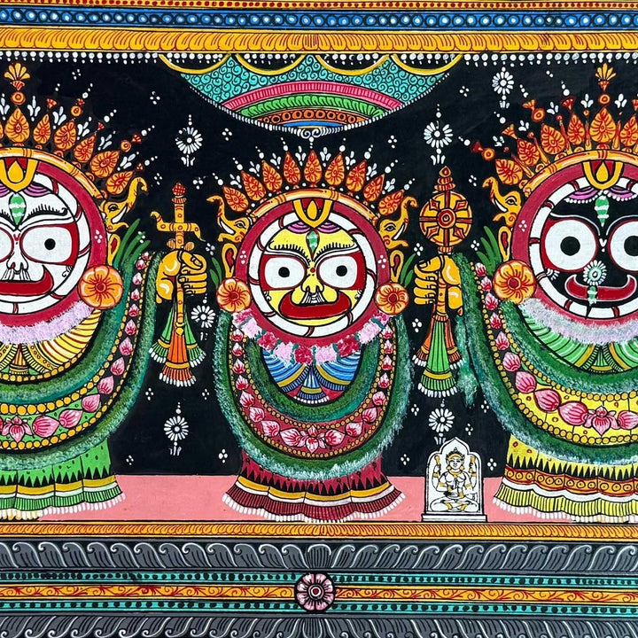 36 X 24 Inch | Handmade Canvas Golden Incarnation Of Lord Jagannath Painting