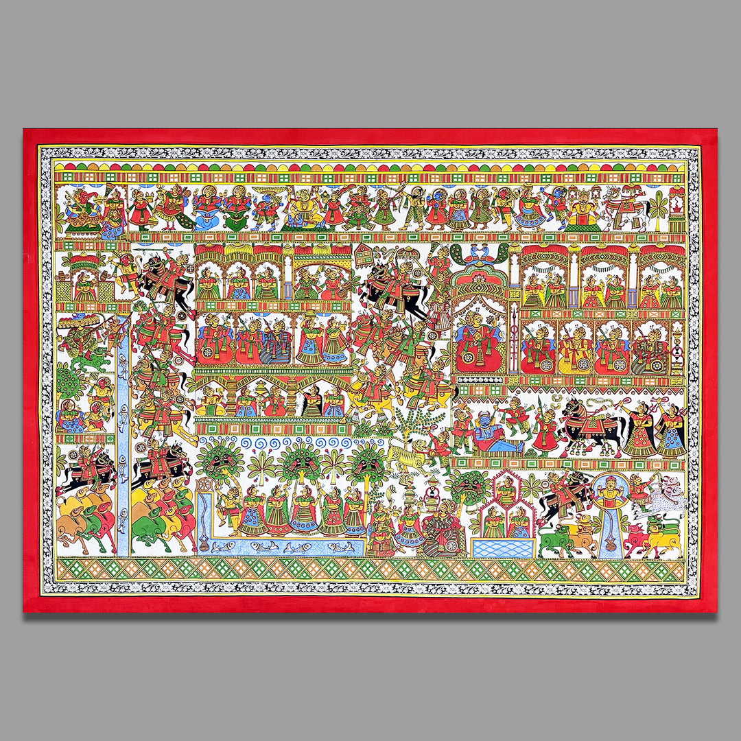 42 X 60 Inch | Marriage of Pabuji Paper Phad Painting