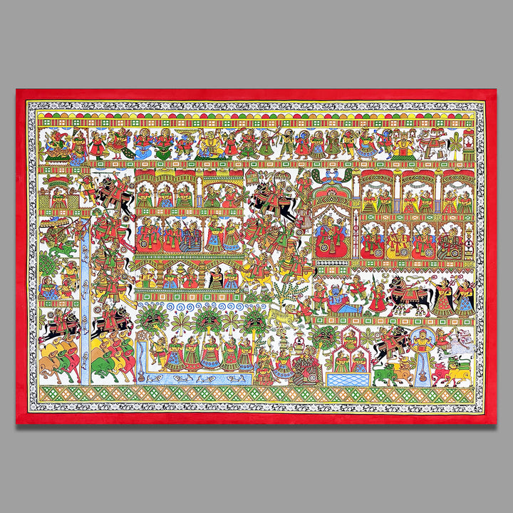42 X 60 Inch | Marriage of Pabuji Paper Phad Painting