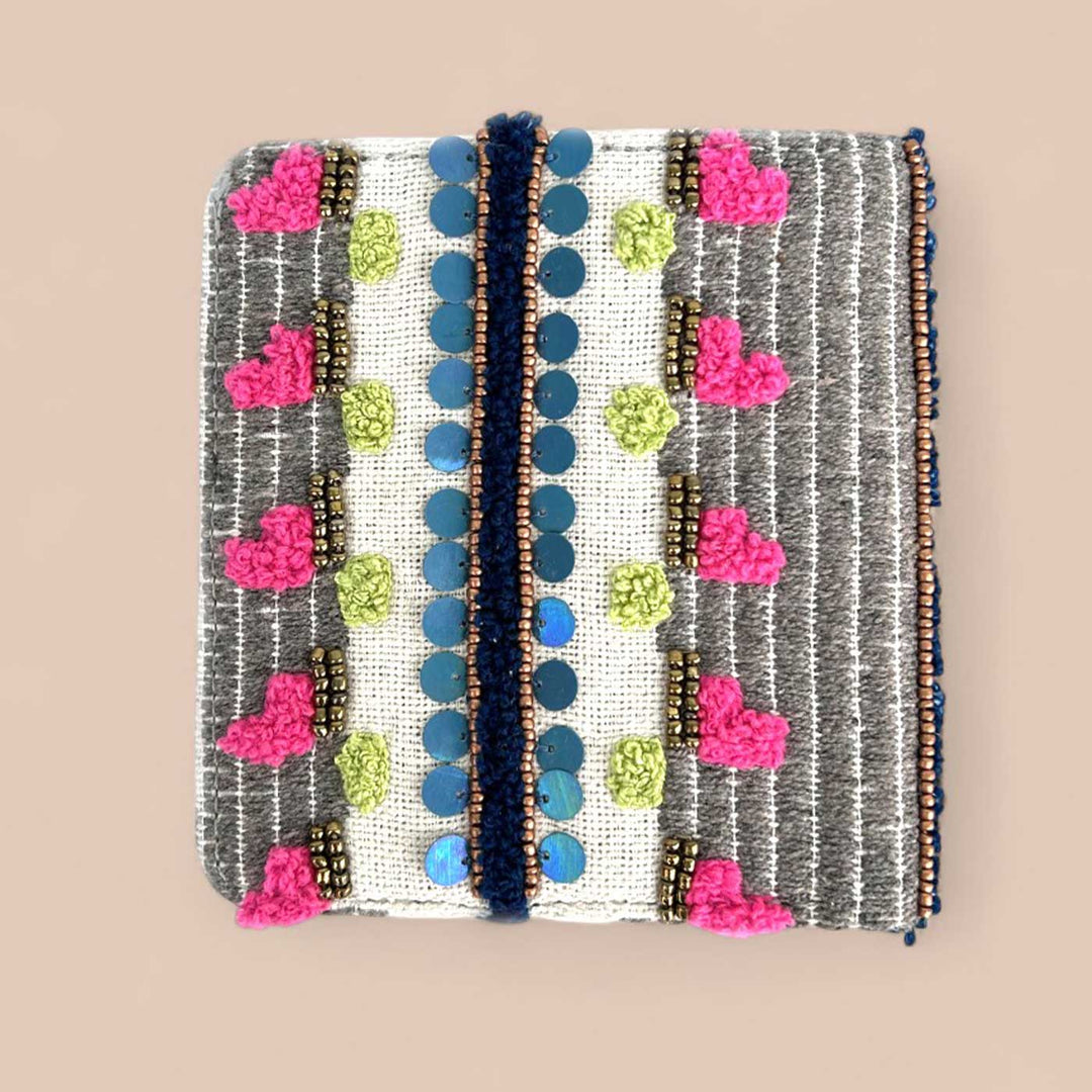 Handmade Embroidered Neo Beige Design Jacquard Wallet