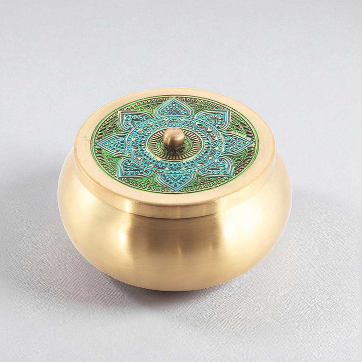 Hand-Painted Vrinda Kuliya Brass Storage Container
