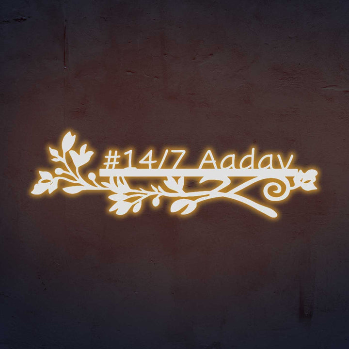 Personalized Laser Cut Sleek Floral Design Steel Name Plate