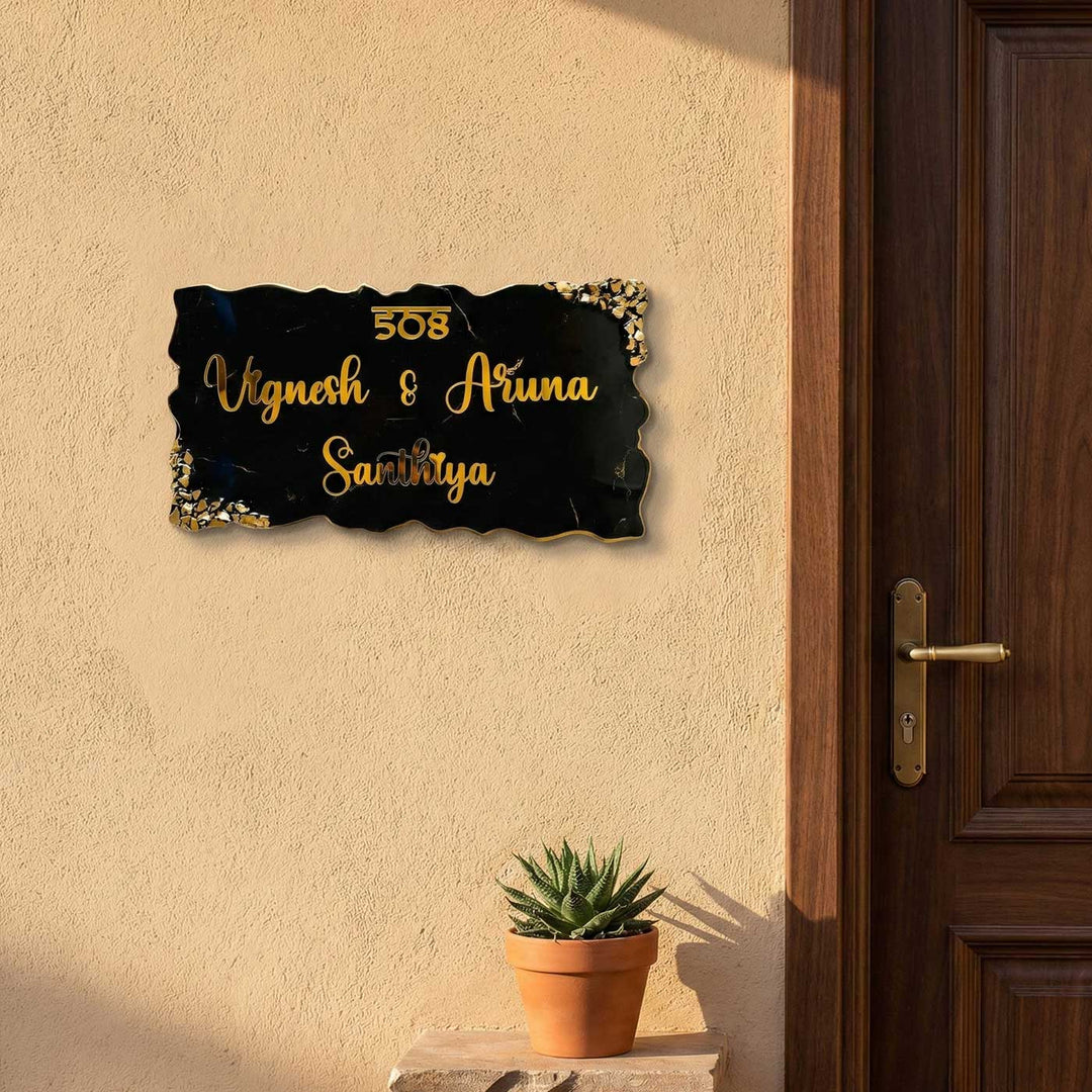Personalized Rectangle Black Resin Name Plate