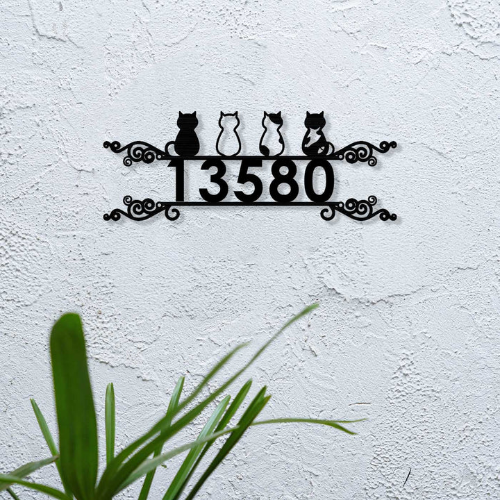 Personalized Laser Cut Cats Theme Steel Name Plate