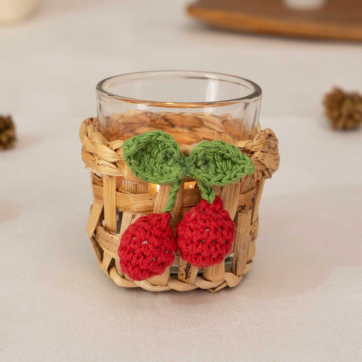 Handmade Banana Bark And Crochet Joy Tea Light Holder | Set Of 3