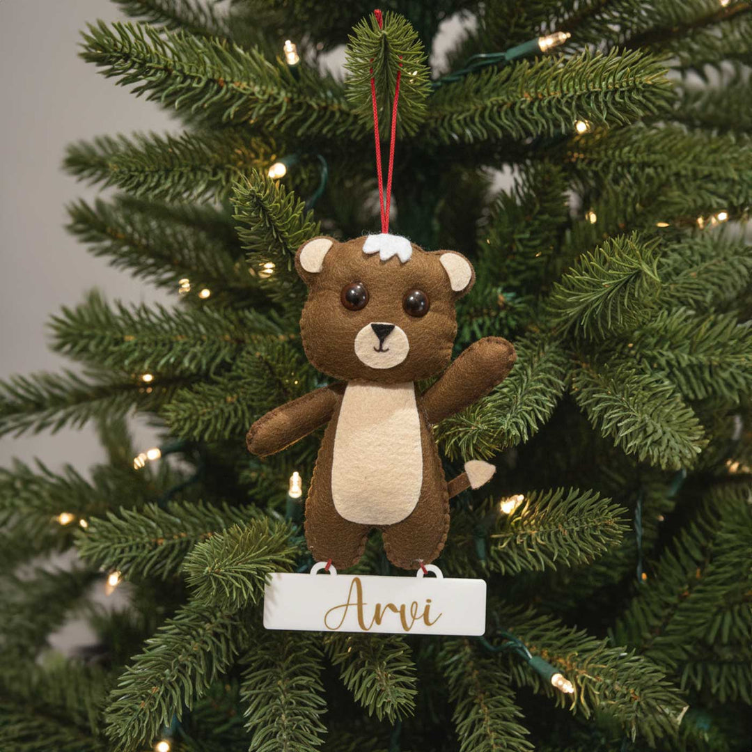 Personalized Handmade Felt Baby Bear Christmas Ornament