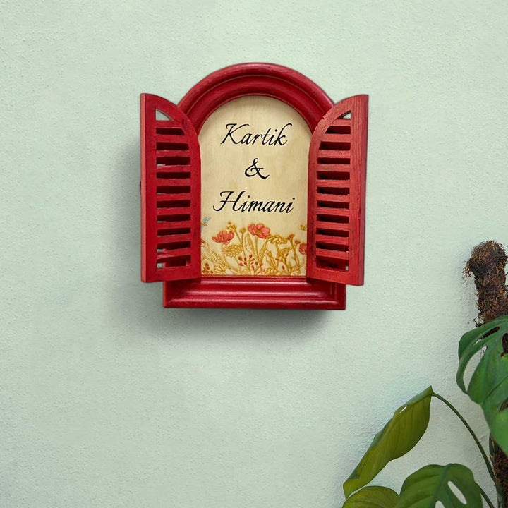 Arched Vintage Window Name Plate With Artwork