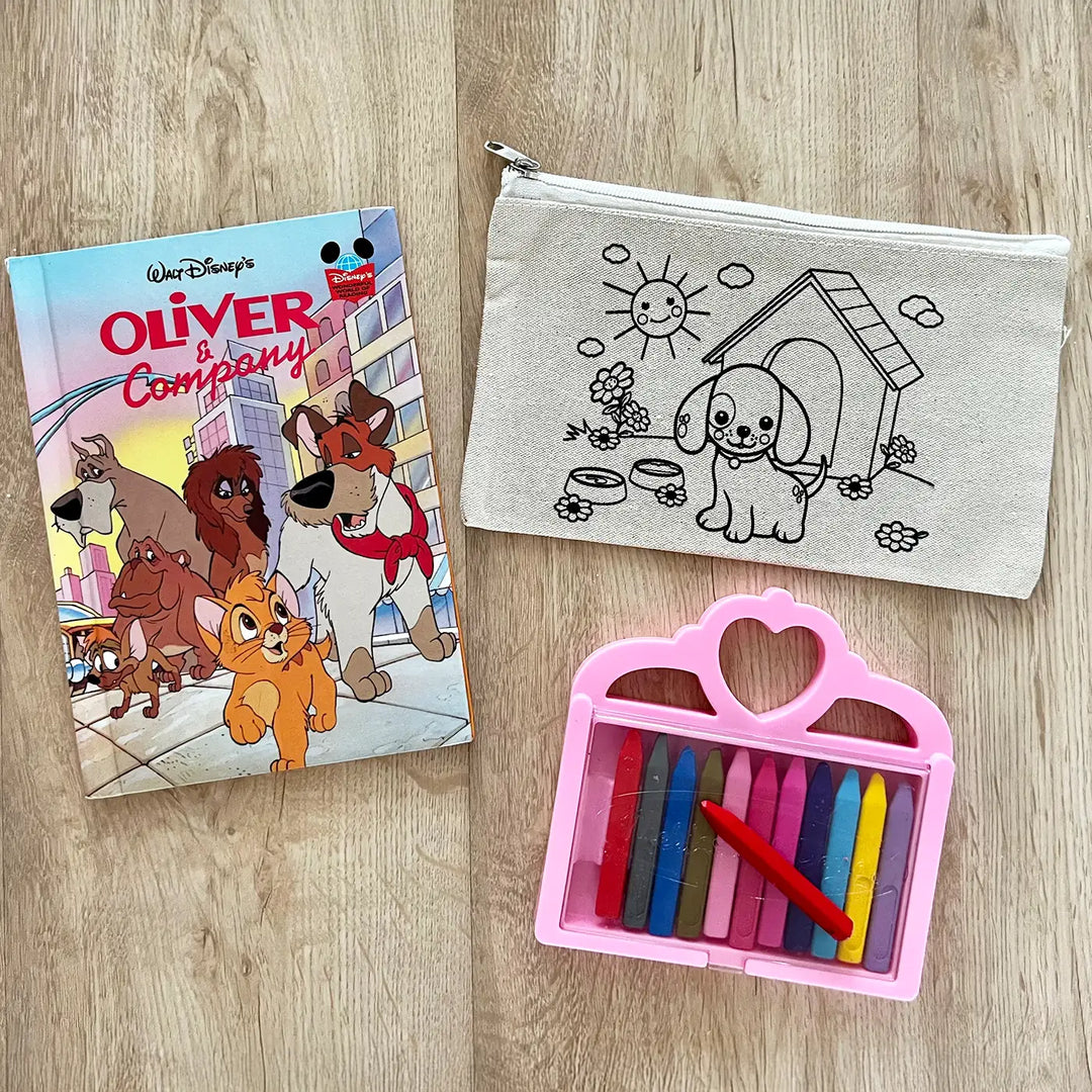 DIY Colour It Yourself Dog Cotton Pouch For Kids