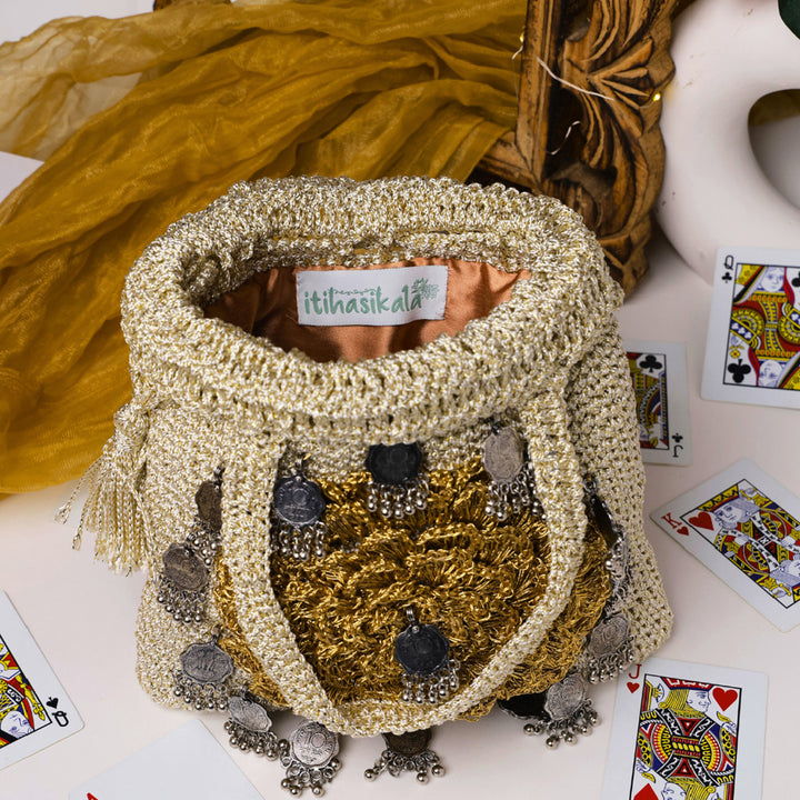 Handmade Crochet Royal Coin Bloom Potli