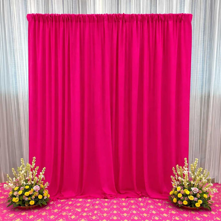 Reusable Dark Pink Butter Crepe Backdrop Drape, Ready-to-Hang for Mehndi, Haldi & Pooja Decor