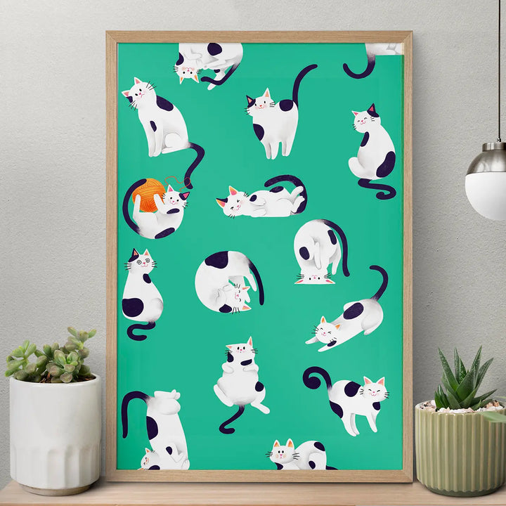 The Cat Collective Quirky Comic Style Printed Wall Art | 11x19 Inch | Unframed