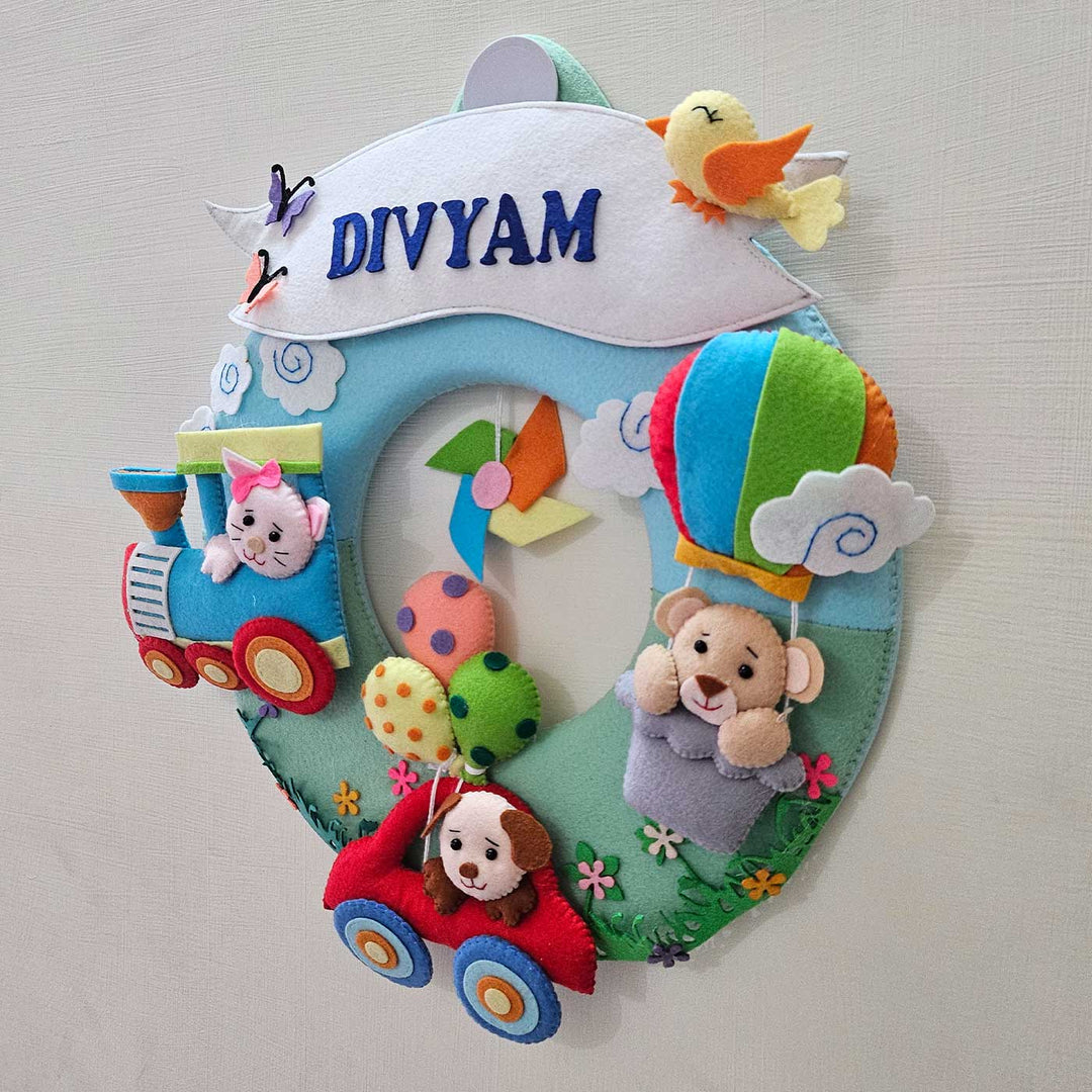Personalized Animals Theme Felt Kids Name Plate