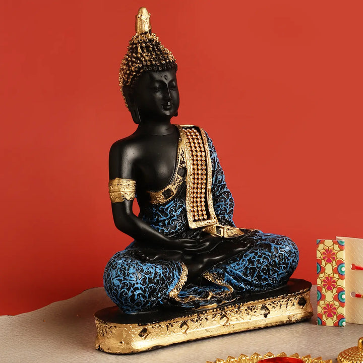 Handmade Festive Rakhi Hamper | Includes 1 Buddha Idol, 1 Ganesha Rakhi, 1 Om Rakhi, 1 Roli Chawal