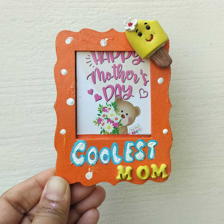 Handcrafted "Coolest Mom" MDF & Cold Porcelain Clay Fridge Magnet