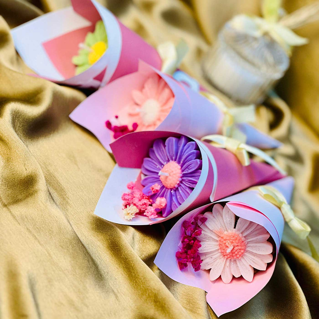 Handmade Daisy Scented Candle Bouquet For Christmas Decoration