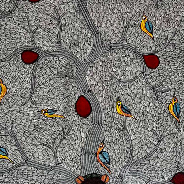 24 x 36 Inch | Guardians of the Forest | Original Hand Painted Tribal Gond Art Painting | Acrylic Paints On Paper