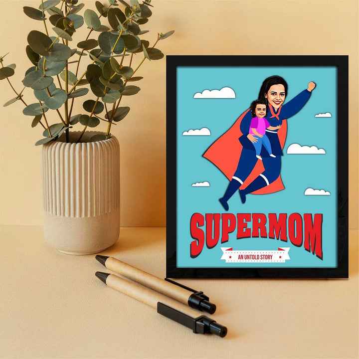 Photo Personalized Supermom Theme Framed Decorative Plaque For Mothers