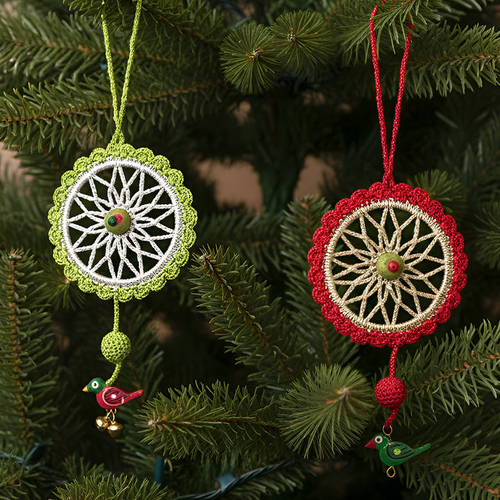 2 Pc | Handmade Dreamcatcher Bird Ornaments For Christmas Decoration