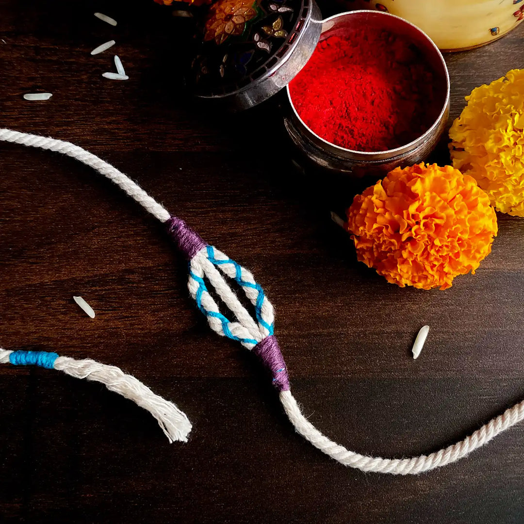 Handmade Ecofriendly Raksha Sutra Rakhi With Roli Chawal