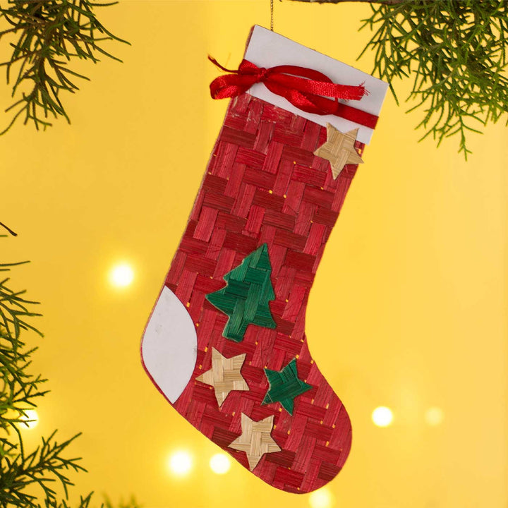 Handmade Bamboo Stocking Hanging Christmas Ornaments