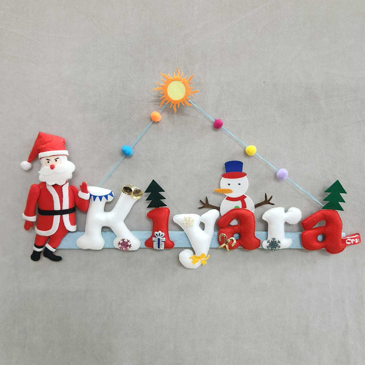 Personalized Santa Claus Theme Felt Kids Name Plate