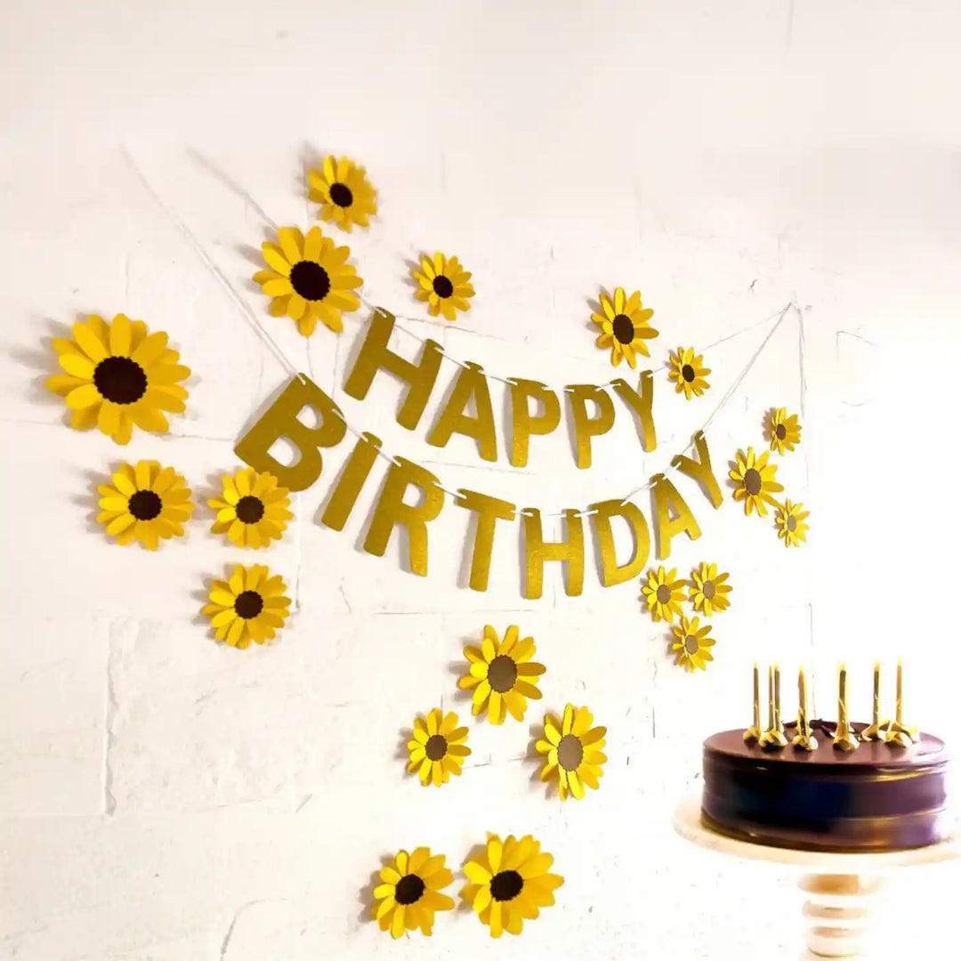 Yellow Sunflower Design Golden Paper Bunting