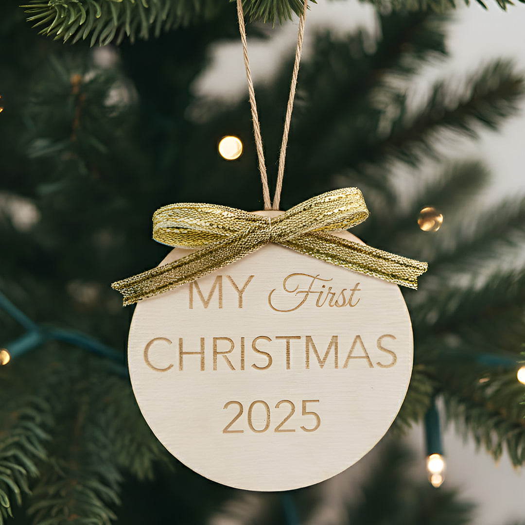 Handmade Round "My First Christmas" MDF Wood Ornament For Tree Decoration