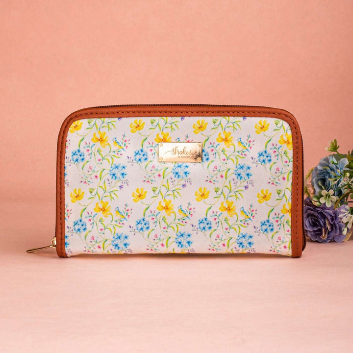 Vintage Blooms Vegan Leather Zipper Wallet